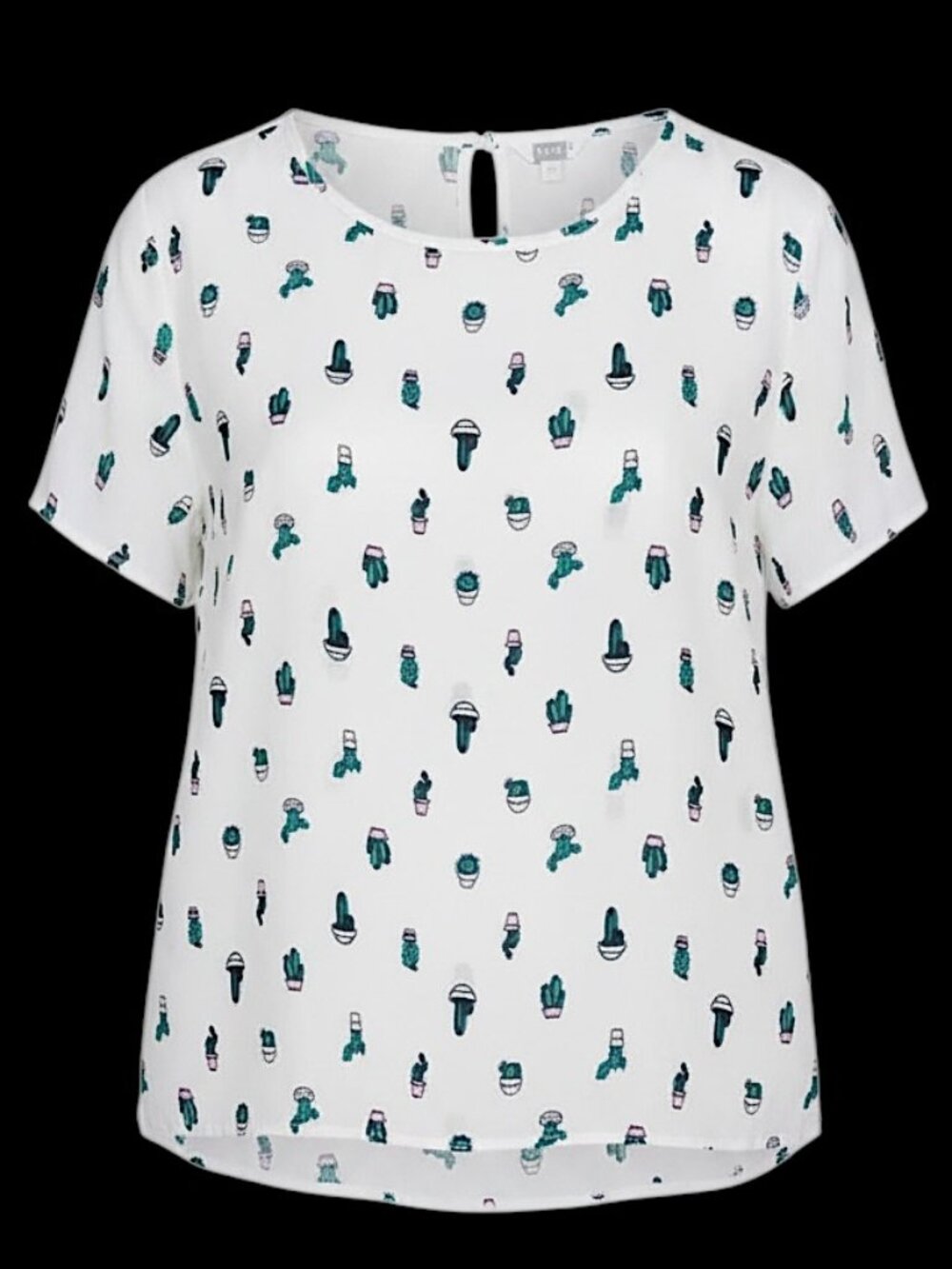 Short Sleeves White Sheer Cactus Top size Large Light Weight
